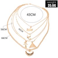 European And American Maple Leaf Pharaoh Empress Pyramid Heart Pendant Multilayer Necklace main image 4