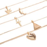 European And American Maple Leaf Pharaoh Empress Pyramid Heart Pendant Multilayer Necklace main image 5