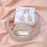 Fashion Personality Full Diamond Multi-layer Collar Necklace Earrings Bracelet Three-piece Set main image 5