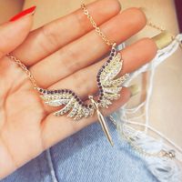 Europe And America Creative Rhinestone Angel Wings Guardian Necklace Clavicle Chain main image 6