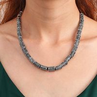 Rune Retro Exquisite Engraving Bead Necklace Sweater Chain main image 3