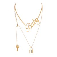 New Niche Lock Key Clavicle Chain Fashion Baby Letter Multi-layered Necklace Accessories main image 6