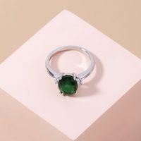 New Emerald Green Gemstone Copper Ring Simple Micro-inlaid Zircon Ring Accessories Female main image 5