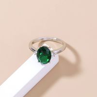 New Emerald Green Gemstone Copper Ring Simple Micro-inlaid Zircon Ring Accessories Female main image 6