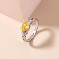 Simple Yellow Gemstone Ring Accessories Creative Micro-inlaid Zircon Copper Ring Wholesale main image 1