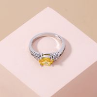 Simple Yellow Gemstone Ring Accessories Creative Micro-inlaid Zircon Copper Ring Wholesale main image 5