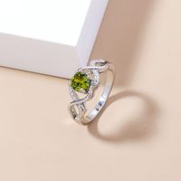 European And American Retro Style Olive Green Big Gem Ring Copper Ring Wholesale main image 3