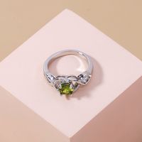 European And American Retro Style Olive Green Big Gem Ring Copper Ring Wholesale main image 5