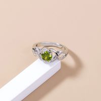 European And American Retro Style Olive Green Big Gem Ring Copper Ring Wholesale main image 6