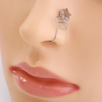 New Non-porous Piercing Stainless Steel Nose Ring Geometric Five-pointed Star Nose Decoration main image 6