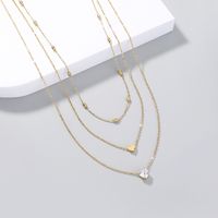 European And American Jewelry Simple Heart Zircon Pendant Metal Love Multilayer Necklace main image 4