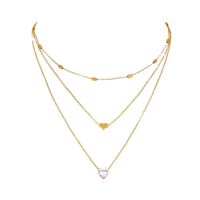 European And American Jewelry Simple Heart Zircon Pendant Metal Love Multilayer Necklace main image 6