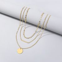 Fashion Simple Round Brand Clavicle Chain Retro Multi-layer Necklace Jewelry main image 4