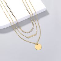 Fashion Simple Round Brand Clavicle Chain Retro Multi-layer Necklace Jewelry main image 5