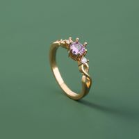 Retro Niche Copper Gold-plated Ring European And American Micro-inlaid Zircon Ring main image 1