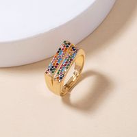 European And American Retro Simple Zircon Color T-shaped Ring Exaggerated Ring Female main image 3