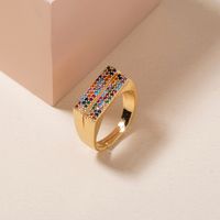 European And American Retro Simple Zircon Color T-shaped Ring Exaggerated Ring Female main image 4