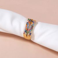 European And American Retro Simple Zircon Color T-shaped Ring Exaggerated Ring Female main image 5