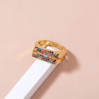 European And American Retro Simple Zircon Color T-shaped Ring Exaggerated Ring Female main image 6