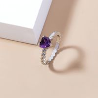 New Simple Trend Peach Heart Violet Big Gemstone Copper Ring Female Wholesale main image 4