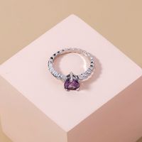 New Simple Trend Peach Heart Violet Big Gemstone Copper Ring Female Wholesale main image 5