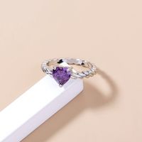 New Simple Trend Peach Heart Violet Big Gemstone Copper Ring Female Wholesale main image 6