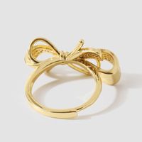Korean Copper Inlaid Zirconium Bowknot Ring Female Real Gold Electroplating Jewelry main image 5