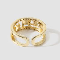 Koreanischer Stil Einfacher Geometrischer Kupfer Eingelegter Zirkonium Offener Ring Kreativer Echter Vergoldungsschmuck main image 5