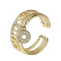 Koreanischer Stil Einfacher Geometrischer Kupfer Eingelegter Zirkonium Offener Ring Kreativer Echter Vergoldungsschmuck main image 6