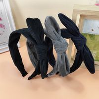 New Striped Flannel Rabbit Ears Headband Simple Hairpin Bow Hair Accessories main image 4