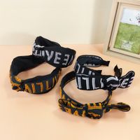 Retro Letters Hairy Knotted Wide-sided Ribbon Mixed Color Bowknot Pressed Hairband main image 4