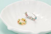 New Style Colored Diamond Bamboo Earrings Personality Geometric Irregular Shape Copper Earrings main image 5