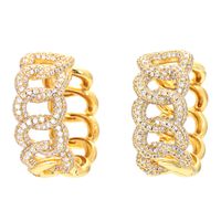 Fashion Personality Ladder Ring Female Simple Hollow Diamond Zircon Copper Earrings main image 2