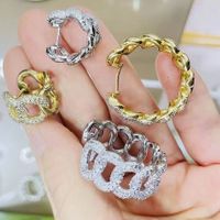 Fashion Personality Ladder Ring Female Simple Hollow Diamond Zircon Copper Earrings main image 3