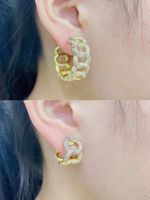 Fashion Personality Ladder Ring Female Simple Hollow Diamond Zircon Copper Earrings main image 6
