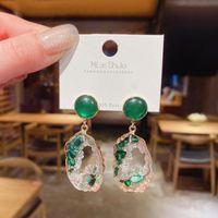 2021 New Oval Shape Fashion Artificial Emerald Earrings main image 4