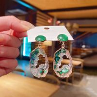 2021 New Oval Shape Fashion Artificial Emerald Earrings main image 5