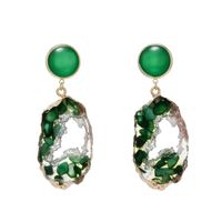 2021 New Oval Shape Fashion Artificial Emerald Earrings main image 6
