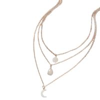 Einfacher Schmuck Nachahmung Jade Intarsien Dreischichtige Halskette Mondscheibe Mehrschichtige Halskette main image 6