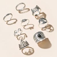 European And American Retro Imitation Gemstone Inlaid Ring Eight-piece Geometric Ring Set main image 2