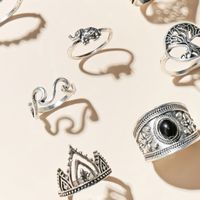 European And American Retro Imitation Gemstone Inlaid Ring Eight-piece Geometric Ring Set main image 3