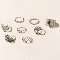 European And American Retro Imitation Gemstone Inlaid Ring Eight-piece Geometric Ring Set main image 4