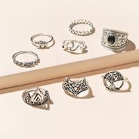 European And American Retro Imitation Gemstone Inlaid Ring Eight-piece Geometric Ring Set main image 5