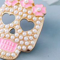 New Retro Pink Skull Earrings Inlaid Pearl Earrings main image 4