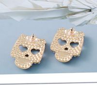 New Retro Pink Skull Earrings Inlaid Pearl Earrings main image 6