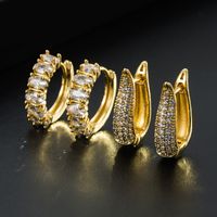 Fashion Geometric Copper Gold-plated Micro-inlaid Zircon Earrings main image 1