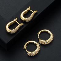 Fashion Geometric Copper Gold-plated Micro-inlaid Zircon Earrings main image 3