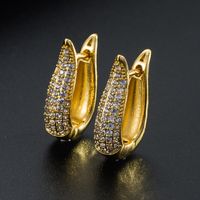 Fashion Geometric Copper Gold-plated Micro-inlaid Zircon Earrings main image 4