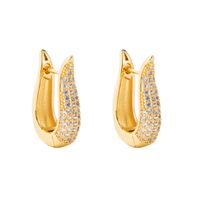 Fashion Geometric Copper Gold-plated Micro-inlaid Zircon Earrings main image 6