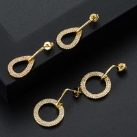 Fashion Drop-shaped Copper Micro-inlaid Zircon Earrings Female Simple main image 3